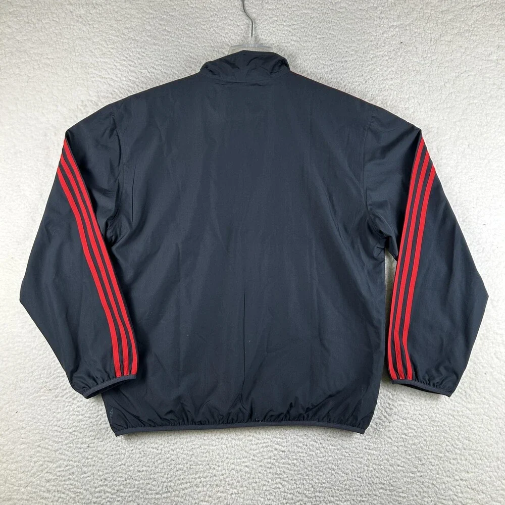 Adidas Jacket Mens Medium 1/4 Zip Windbreaker Pullover 3 Stripes Athletic Y2K